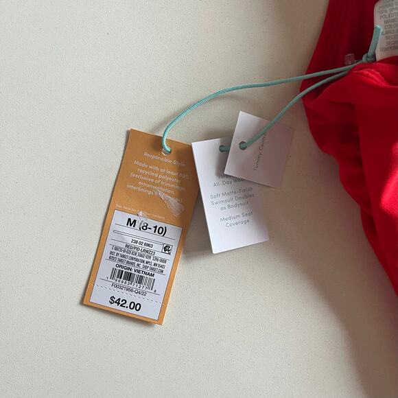 KONA SOL NWT One Piece Swimsuit, Medium, Red One Shoulder - Picture 6 of 9